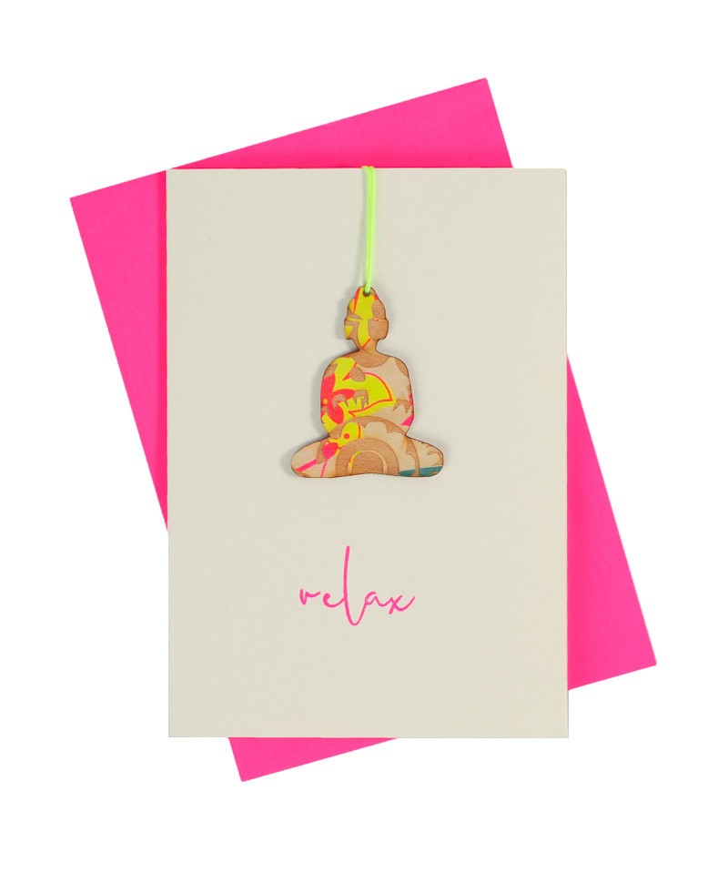 Hier sehen Sie: Handgefertigte Klappkarte "Yogi Relax" von Pink Stories