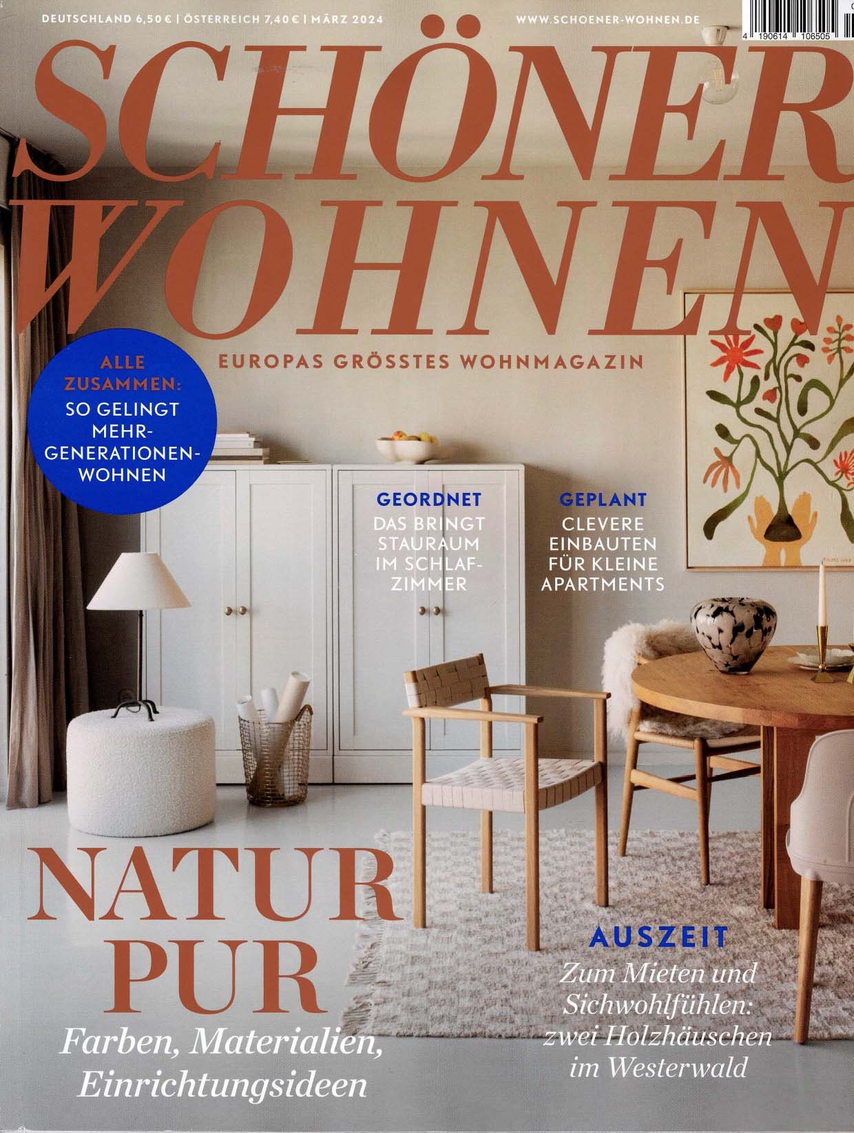 Hier abgebildet das Cover der Zeitschrift Schöner Wohnen März 2024 - RAUM concept store