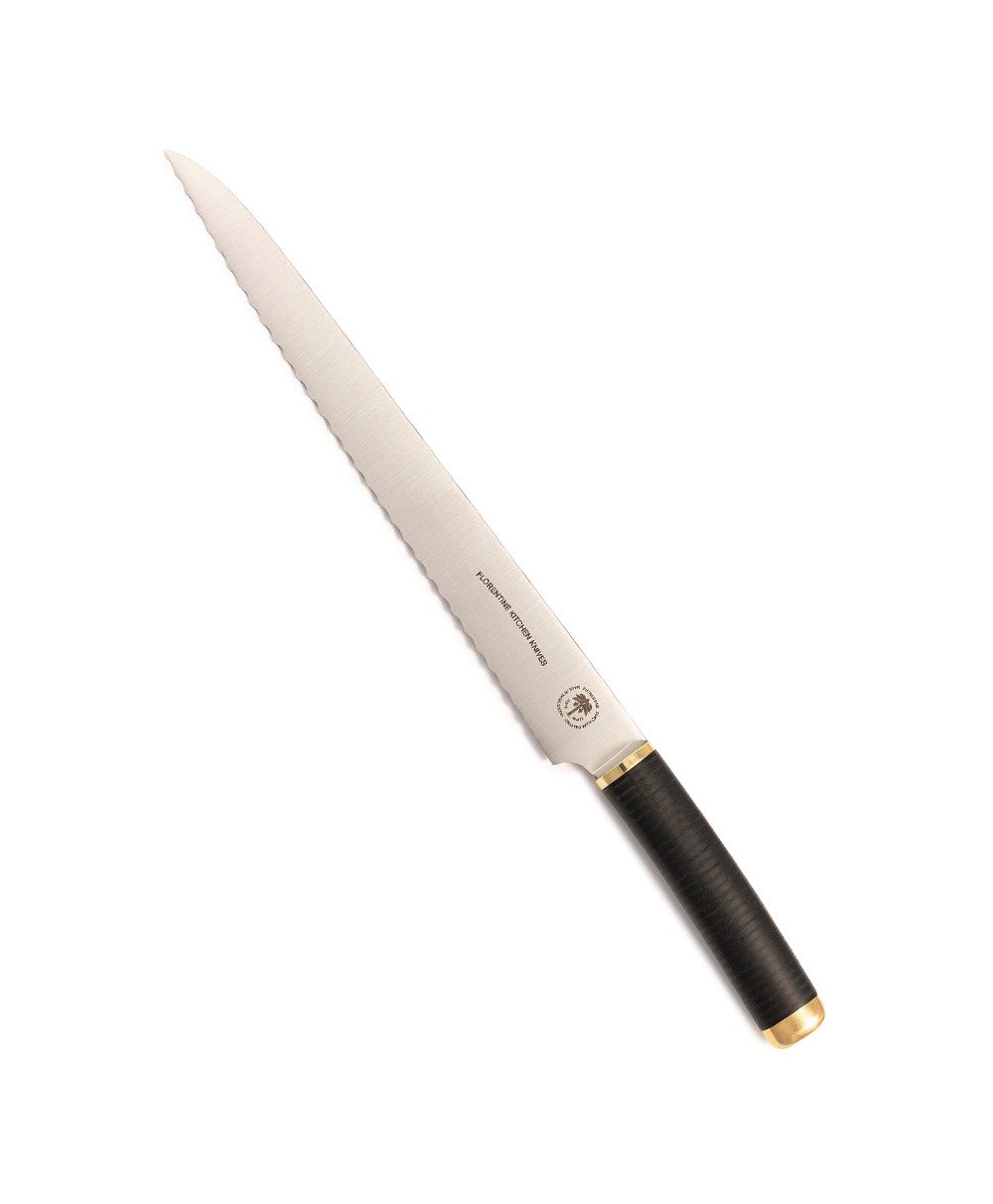 Produktbild des Florentine Brotmessers  in schwarz von Florentine Kitchen Knives im RAUM concept store 