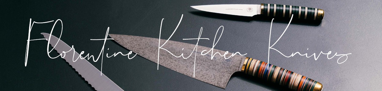 Das Banner der Brand Florentine Kitchen Knives im RAUM concept store