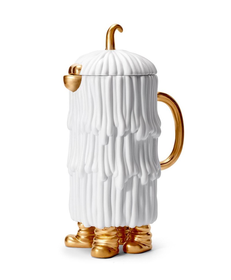 Hier sehen Sie ein Produktfoto der Haas Djuna Kaffee- und Teekanne von L'Objet in weiß