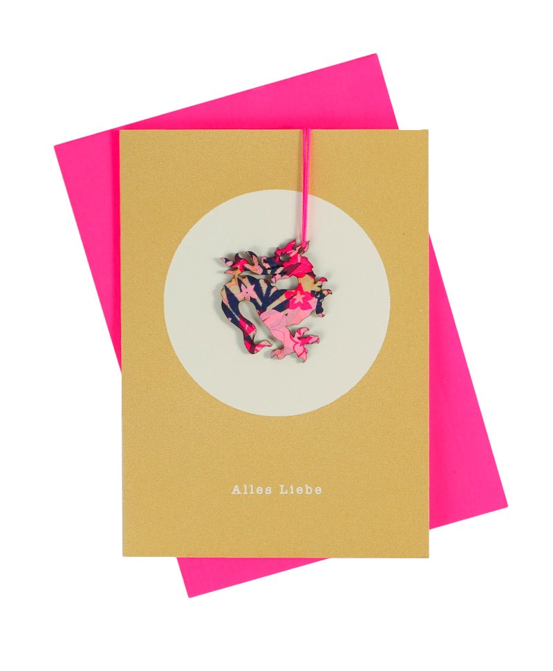 Hier sehen Sie: Handgefertigte Klappkarte "Drache Alles Liebe" von Pink Stories