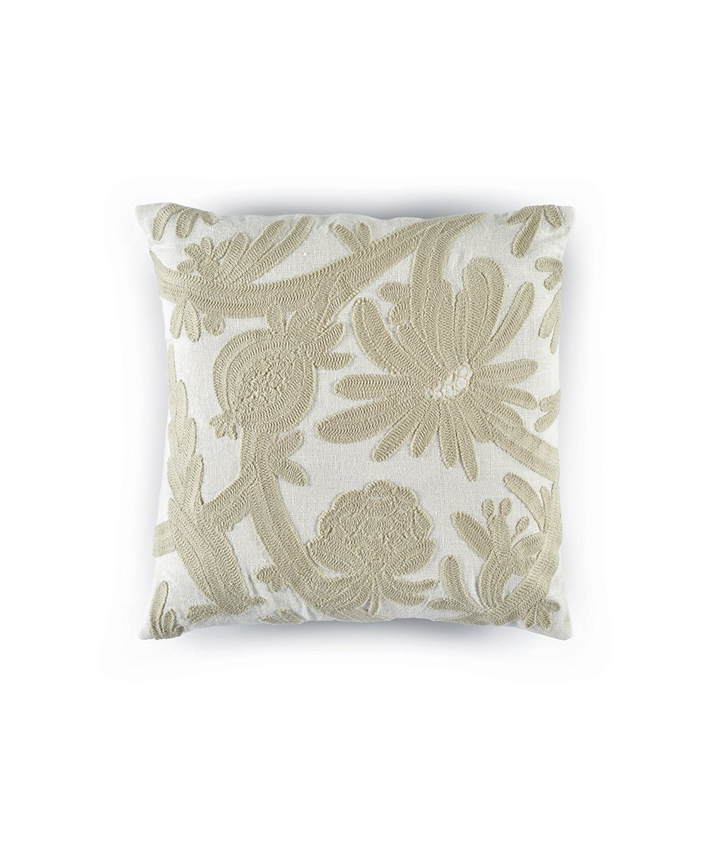 Embroidered linen pillow Paradis