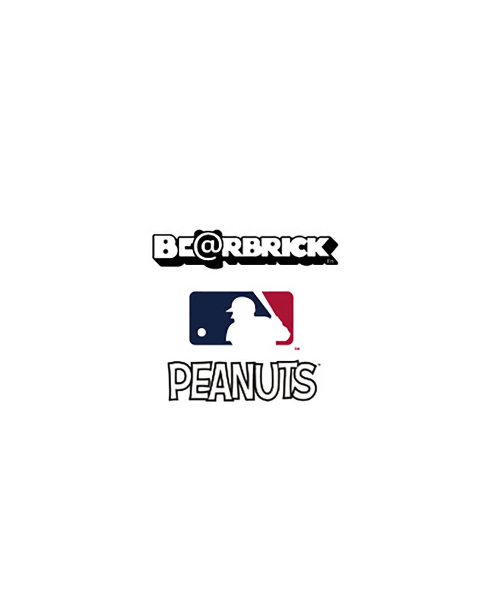 Die Logos der Major League Baseball, Be@rbrick und Peanuts.