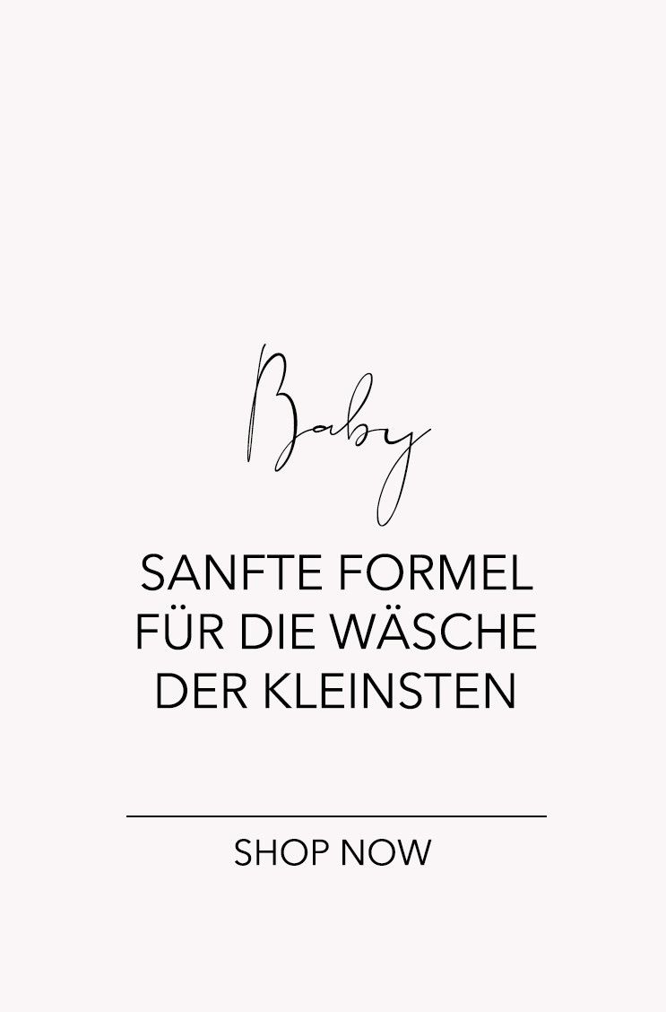 Baby-Waschmittel: sanfte Formel für die Wäsche der Kleinsten Waschmittel-Banner – Baby: sanfte Formel für die Wäsche der Kleinsten im RAUM concept store