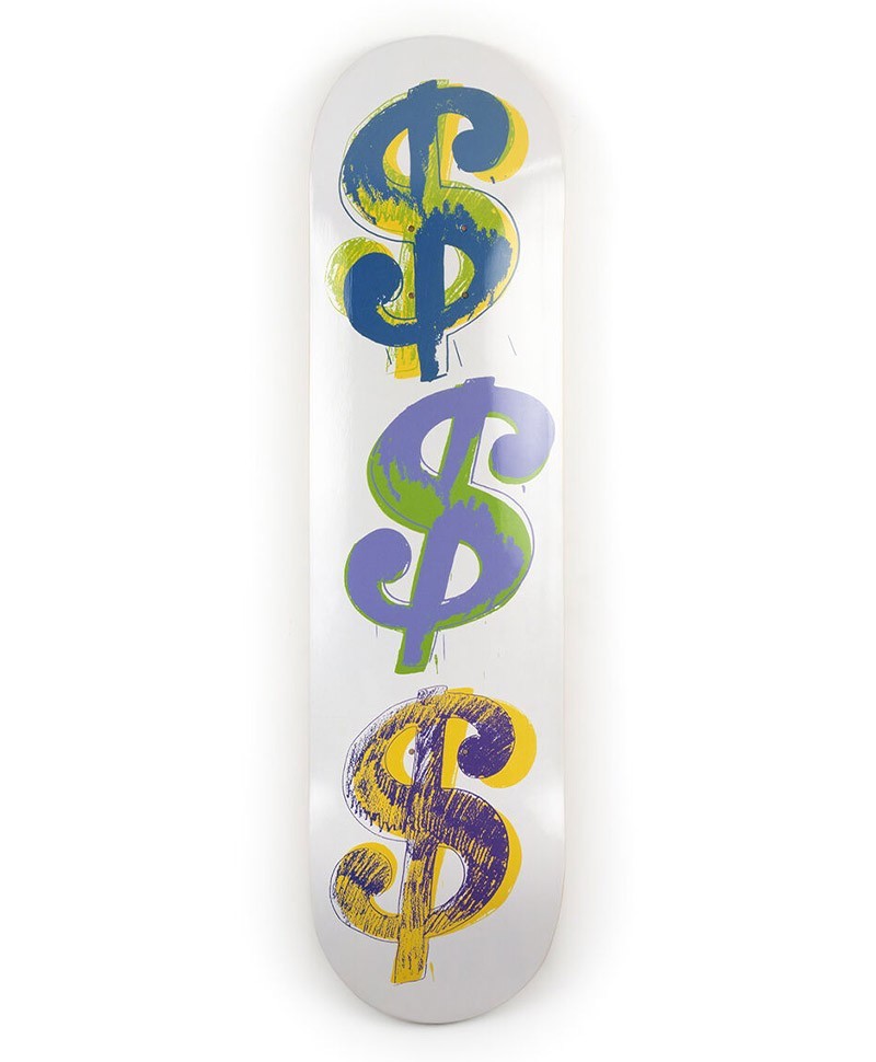 Dieses Produktbild zeigt das Skateboard Kunstobjekt x Andy Warhol Dollar Sign 9 von  The Skateroom im RAUM concept store.