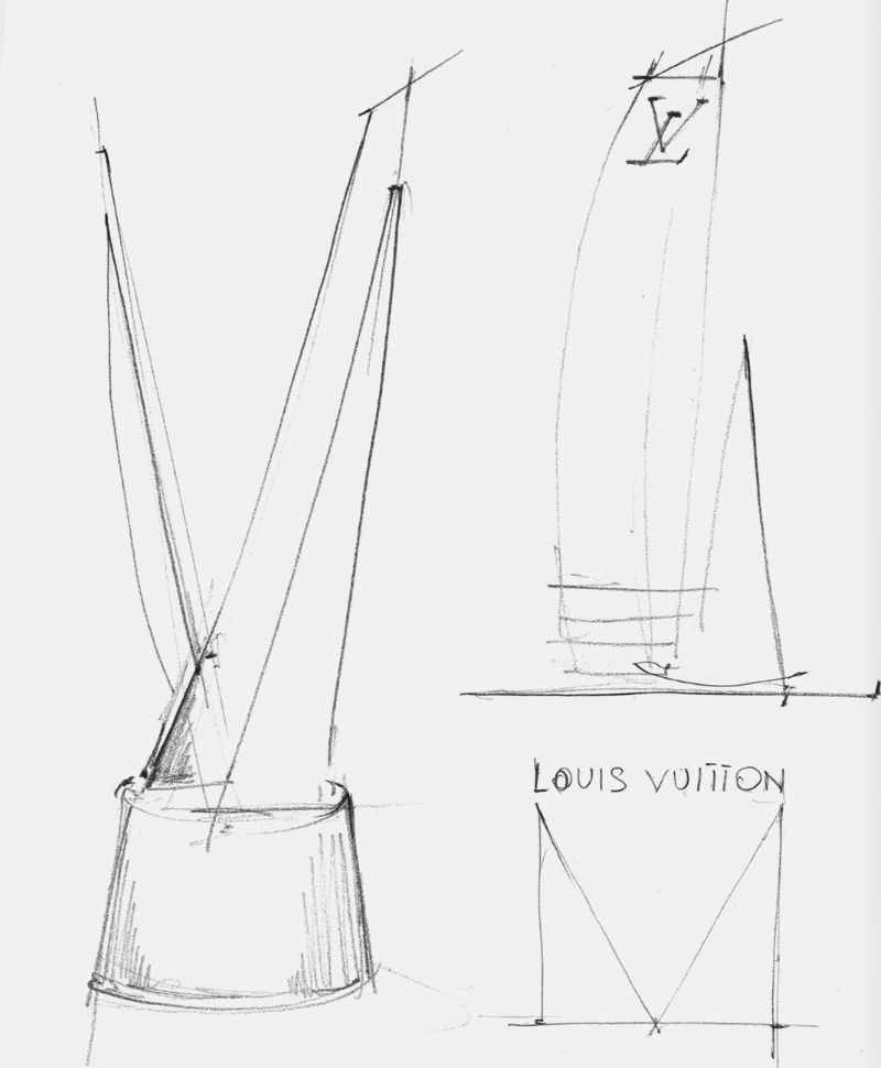 Bleistiftskizze eines Pokals von Louis Vuitton