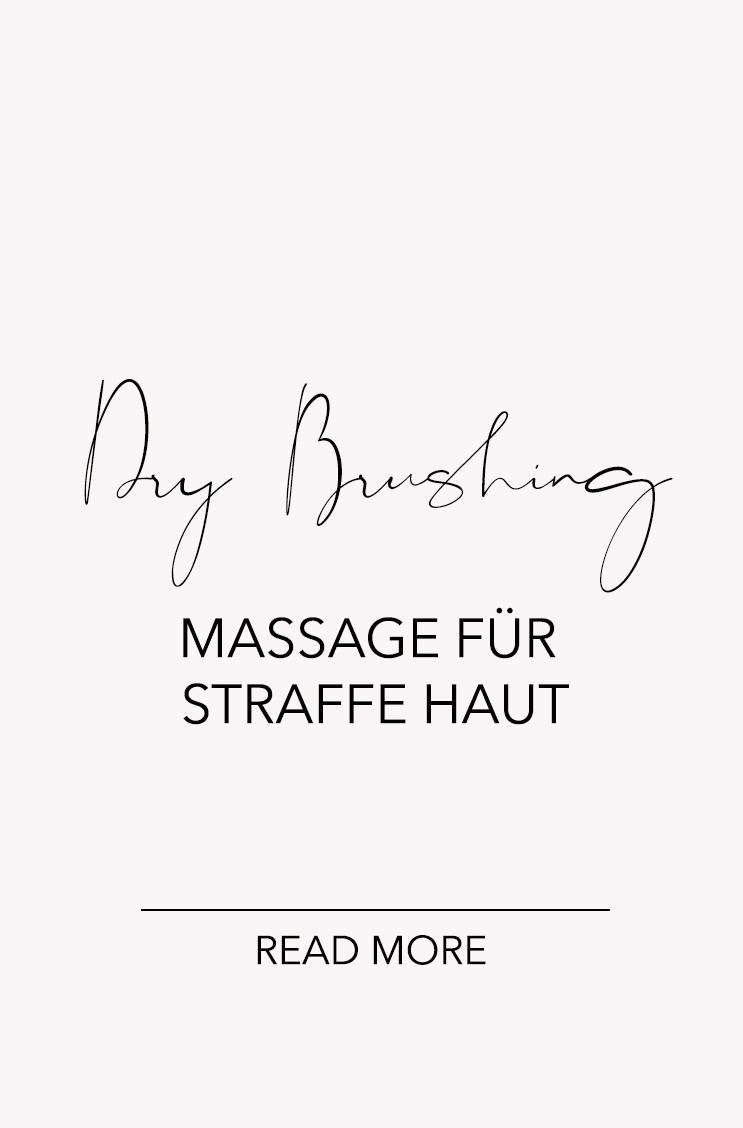 Schriftzug "Dry Brushing - Massage für straffe Haut - Read more"