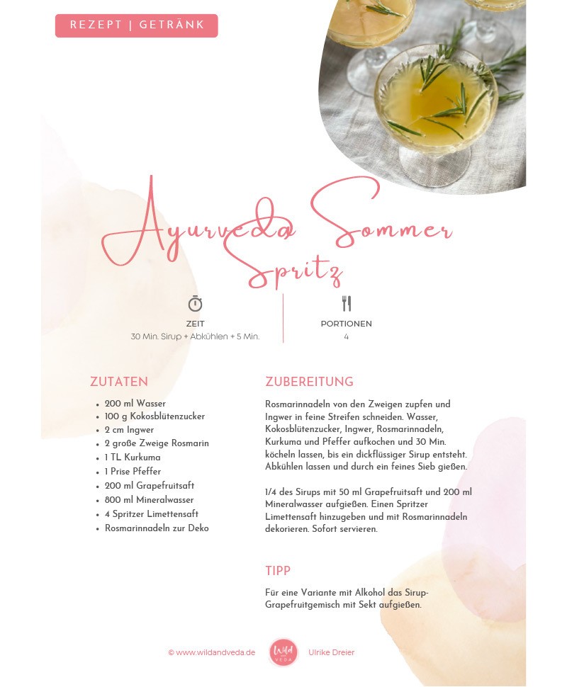 Rezept für den Ayurveda Sommer Spritz von Ulrike Dreier