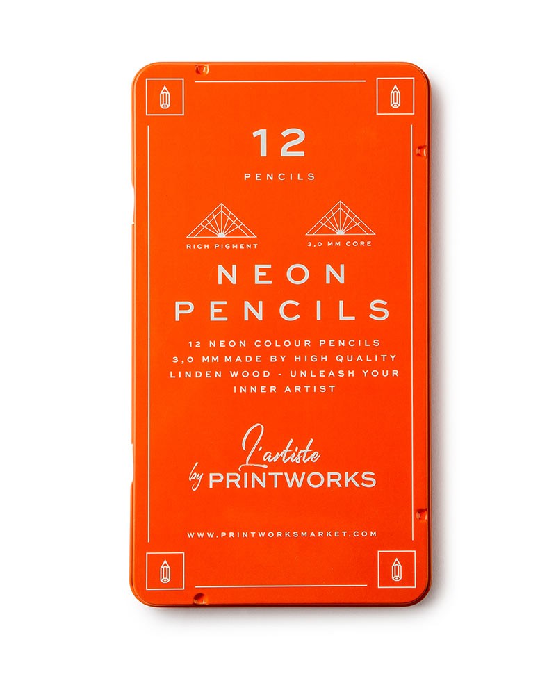 Hier sehen Sie ein Foto von: 12 Neon Pencils - Buntstift-Set von Printworks im RAUM concept store.
