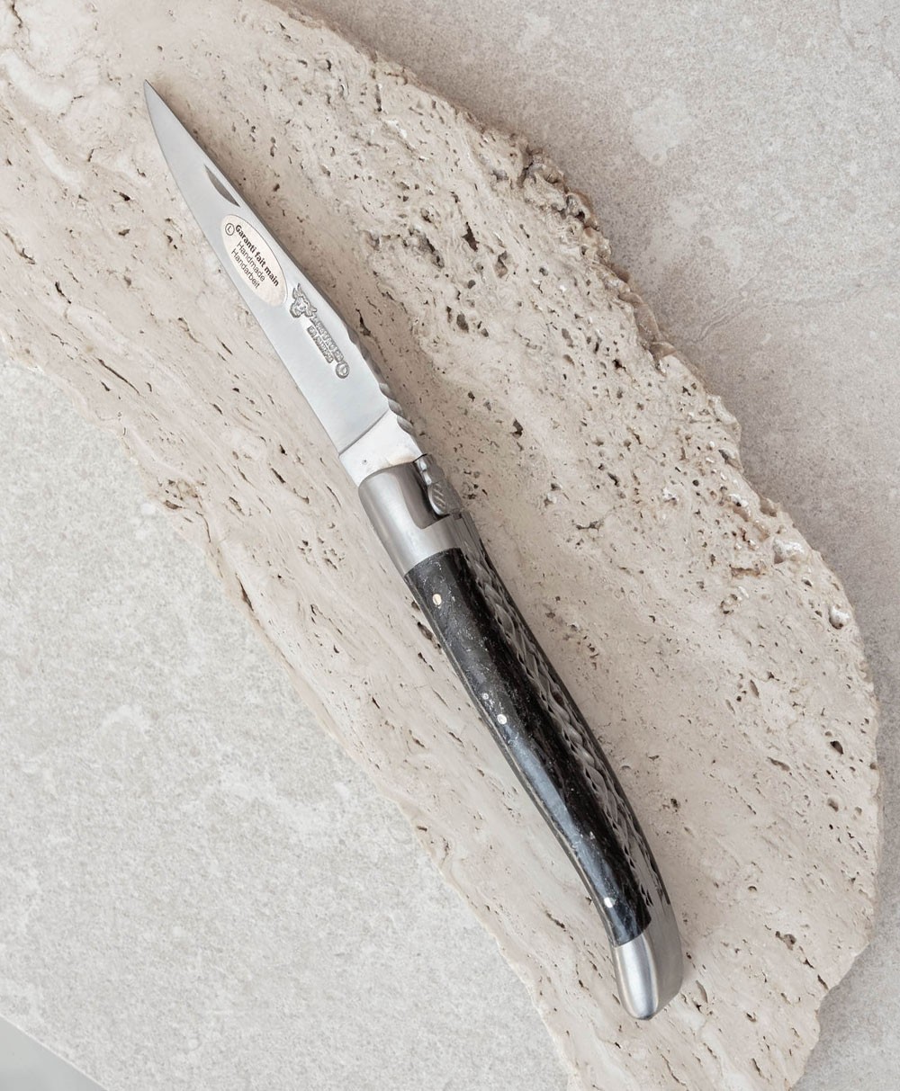 Hier abgebildet ist dasTaschenmesser Karbon mit Farbreflexen Doppelplatine von Laguiole en Aubrac – im Onlineshop RAUm concept store