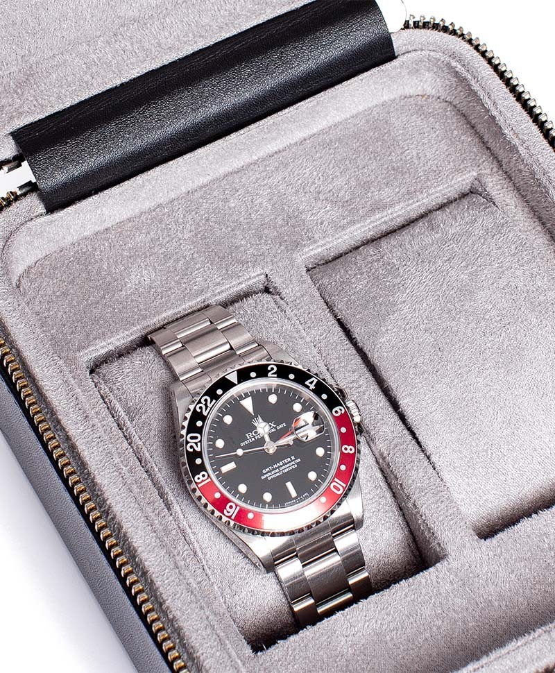 Hier sehen Sie ein Produktbild  von dem Hyde Park Two Watch Zip Case in  Black  D261 von Rapport London - RAUM concept store