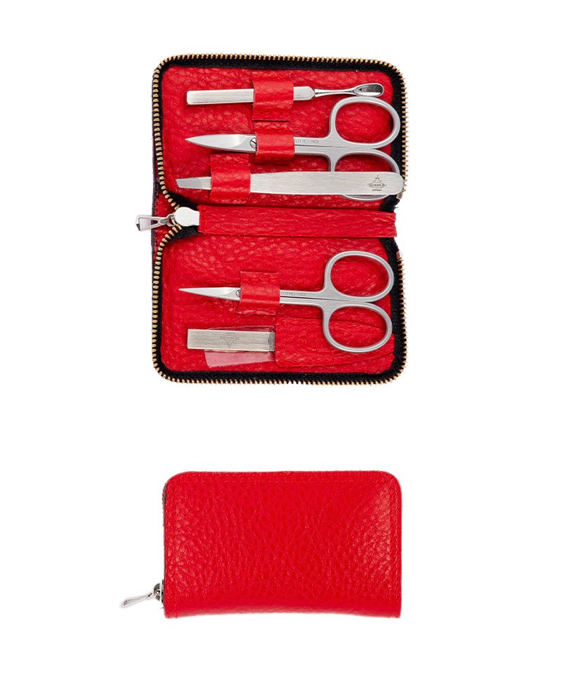 Das Produktbild zeigt das Chervo Manicure ZIP S – Maniküre-Etui Chervo Kalbleder in der Farbe red – im Onlineshop RAUM concept store