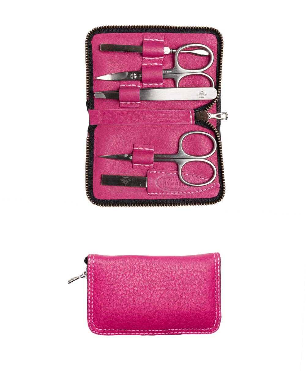 Das Produktbild zeigt das Chervo Manicure ZIP S – Maniküre-Etui Chervo Kalbleder in der Farbe pink – im Onlineshop RAUM concept store