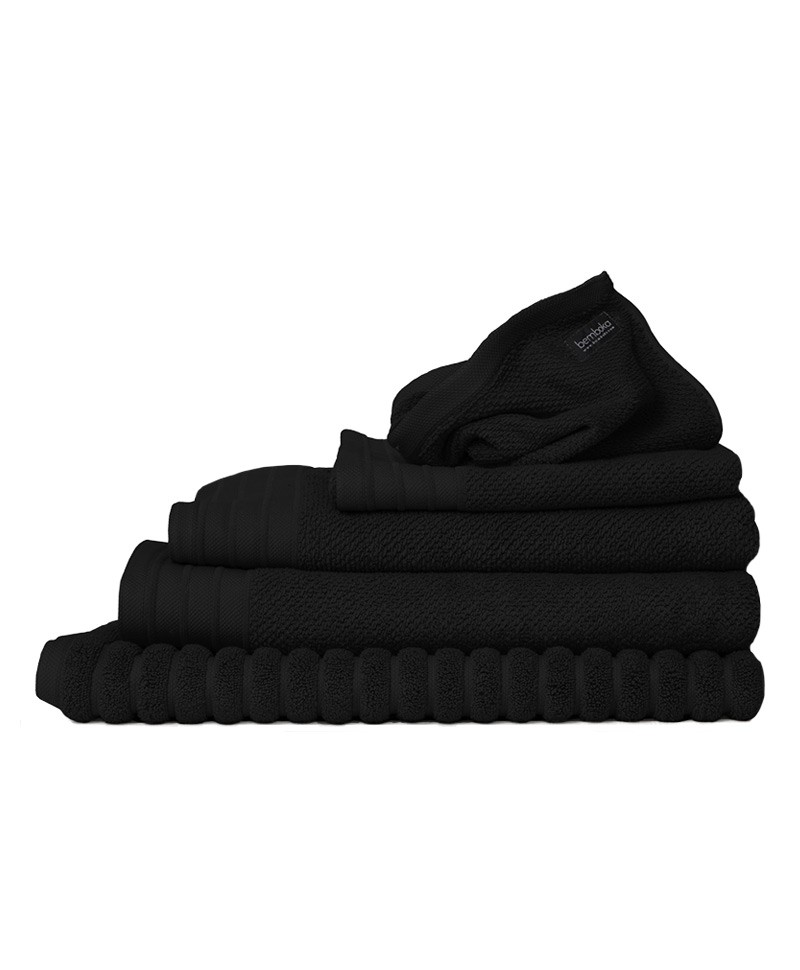 Hier abgebildet ist das Hochwertige Jacquard-handtuch in black von Bemboka – im Onlineshop RAUM concept store