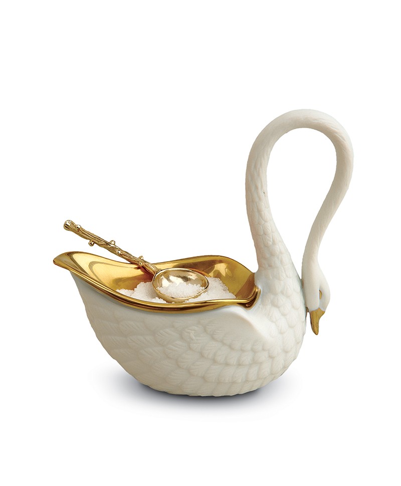 Swan salt bowl with spoon