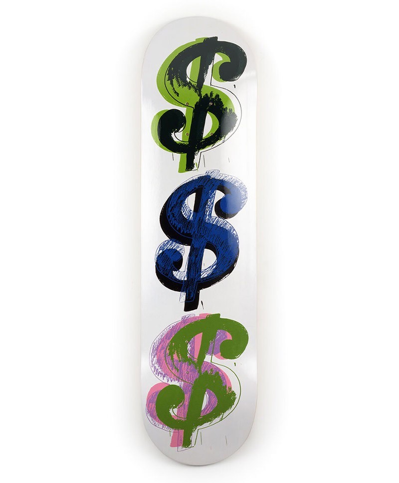 Dieses Produktbild zeigt das Skateboard Kunstobjekt x Andy Warhol Dollar Sign 9 von  The Skateroom im RAUM concept store.